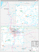 South Bend-Mishawaka Wall Map Premium Style